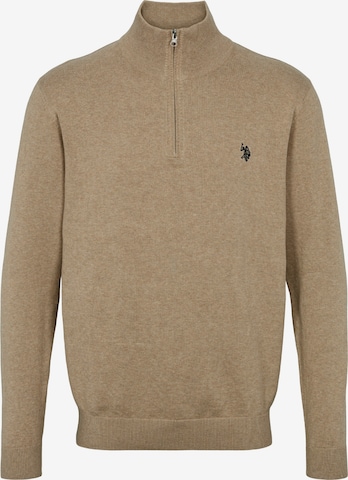 U.S. POLO ASSN. Svetr 'Brison' – béžová: přední strana