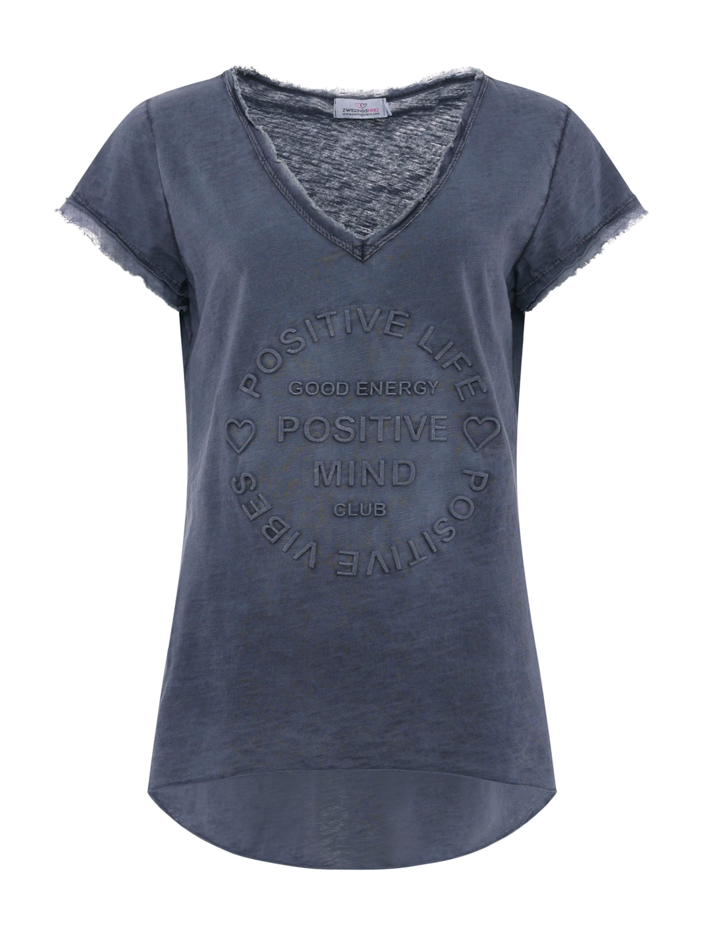 Zwillingsherz Μπλουζάκι 'Positive Mind' σε μπλε: μπροστά