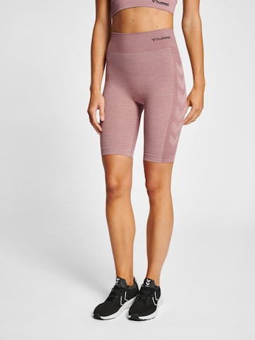 Skinny Pantaloni sport de la Hummel pe roz: față