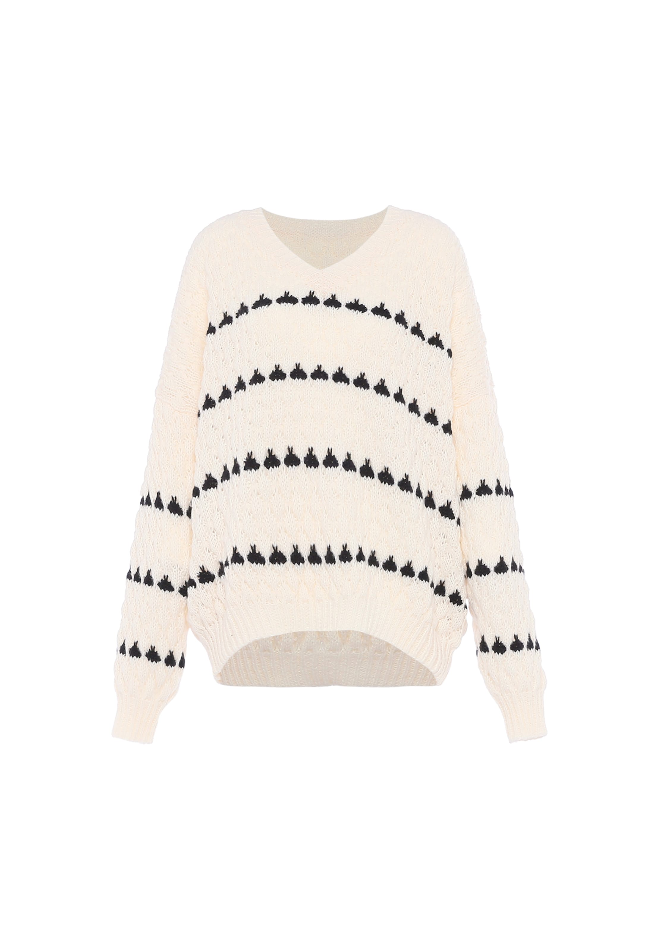 Pulover de la faina pe alb: față