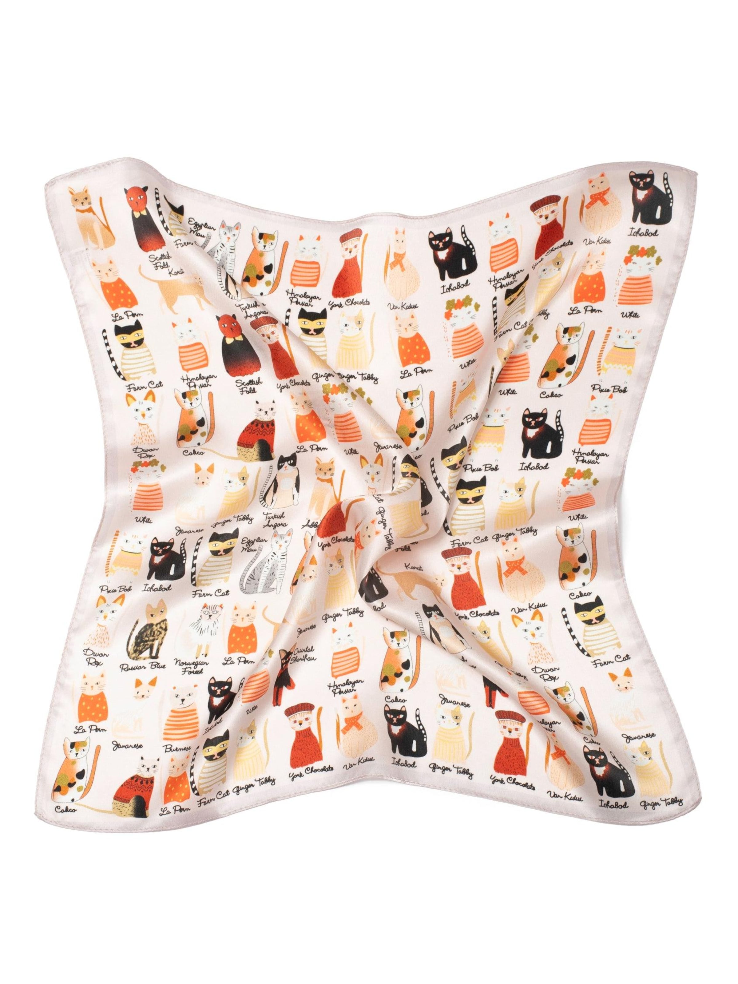 MayTree Scarf 'Seidentuch Katzen' in Pink: front