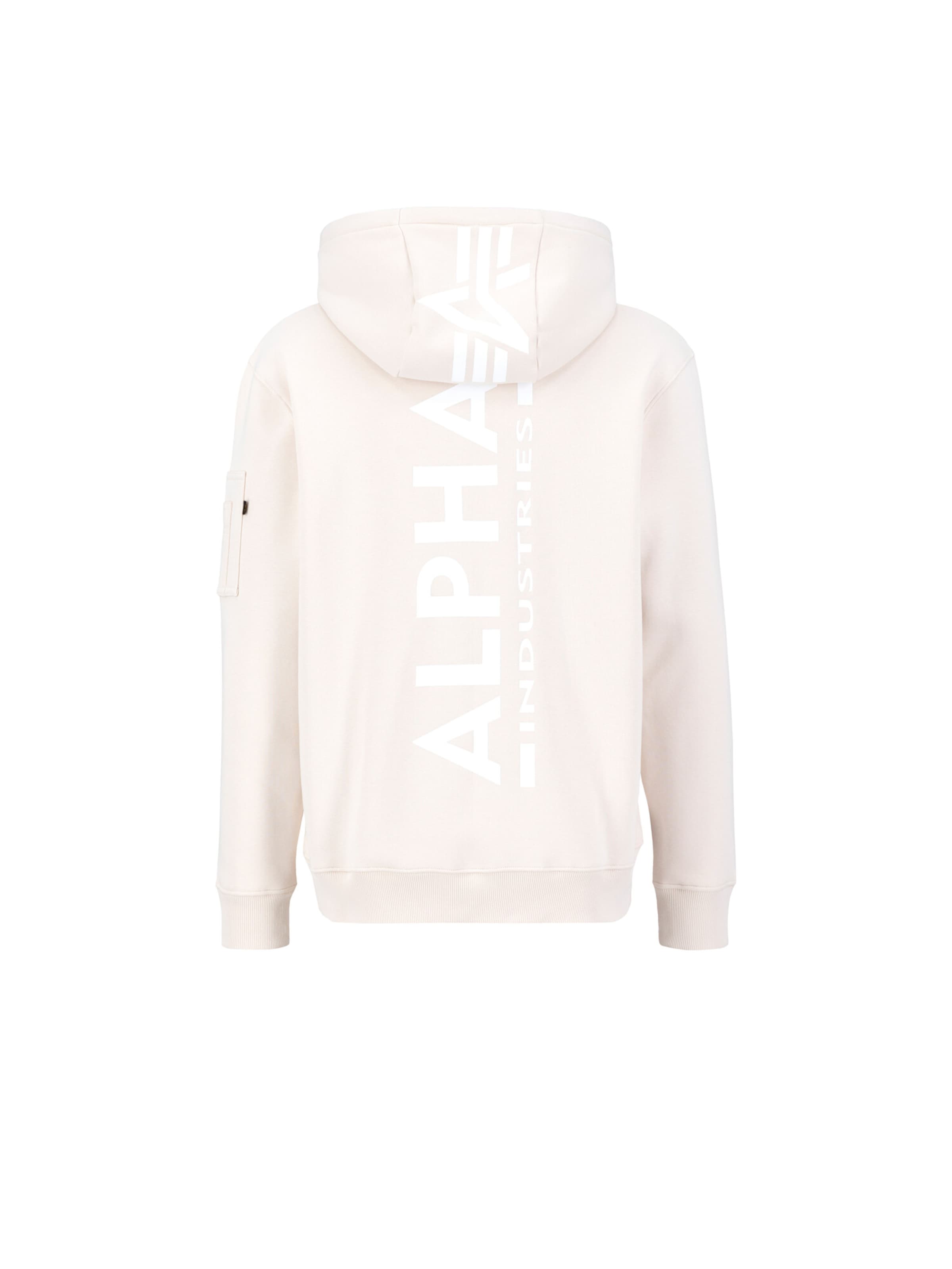 ALPHA INDUSTRIES Sweatshirt 'Backprint' in White: front