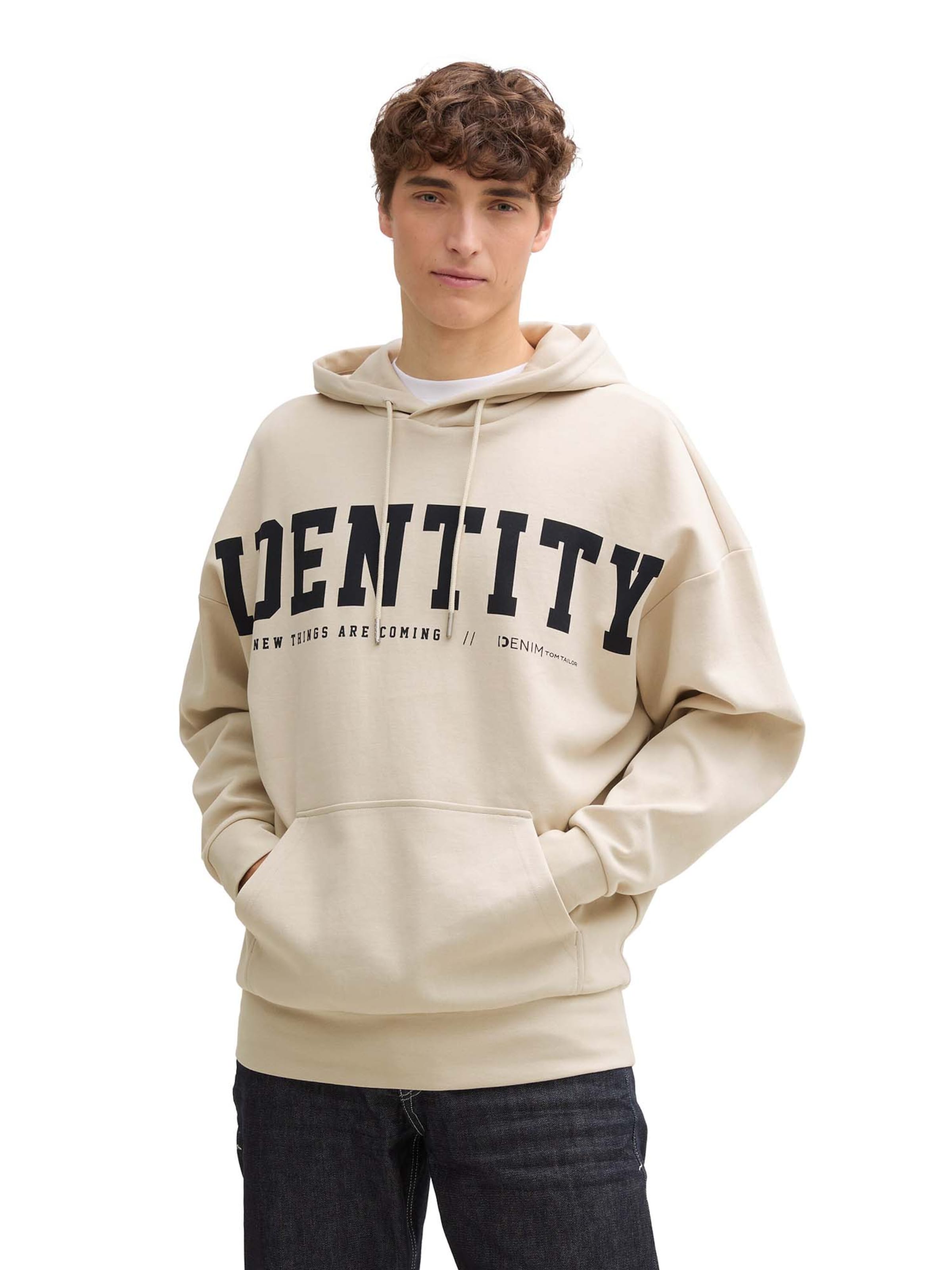 TOM TAILOR DENIM Sweatshirt in Beige: front