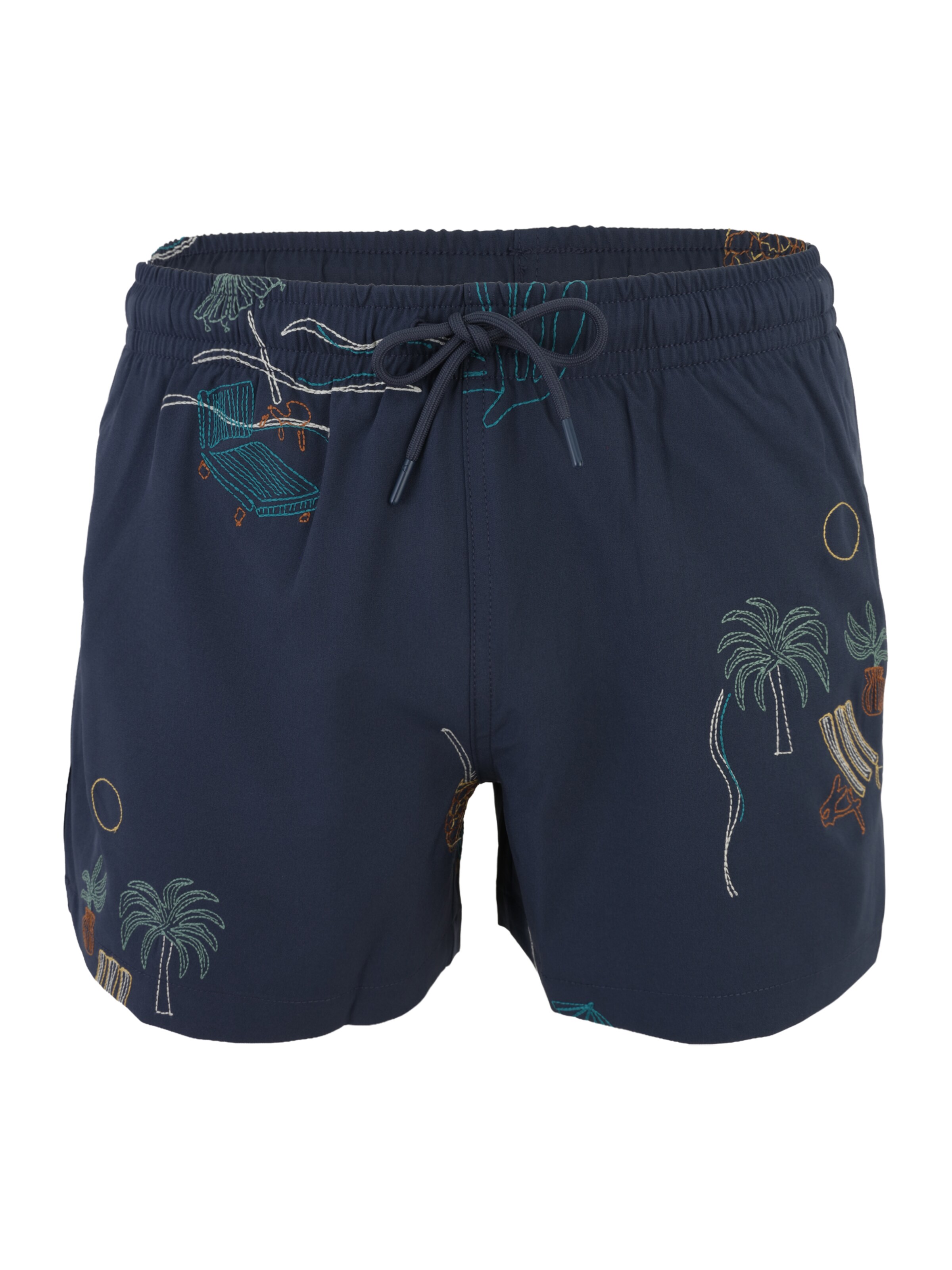 Abercrombie & Fitch Shorts de bain en bleu marine / marron / vert clair / blanc cassé, Vue avec produit