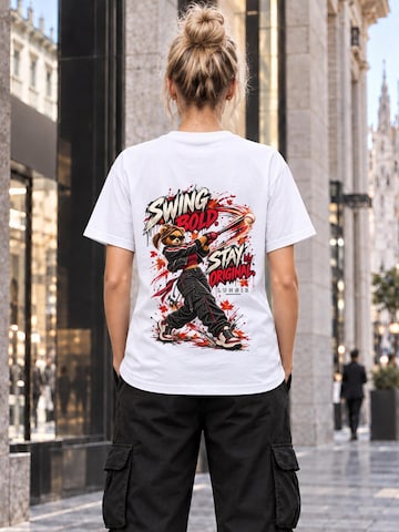 LUNØIR Studio Shirt 'BOSS Femme Baseball Original Swing'‌‌‌‌‌‌‌‌‌ in Weiß