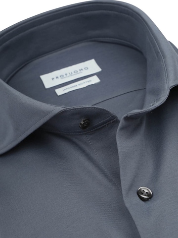 Profuomo Slim fit Overhemd 'Japanese Knitted' in Blauw