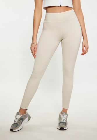 faina Athlsr Skinny Workout Pants in Beige: front