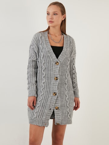 LELA Knit Cardigan in Grey: front