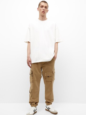 Pull&Bear Tapered Cargo Pants in Brown: front