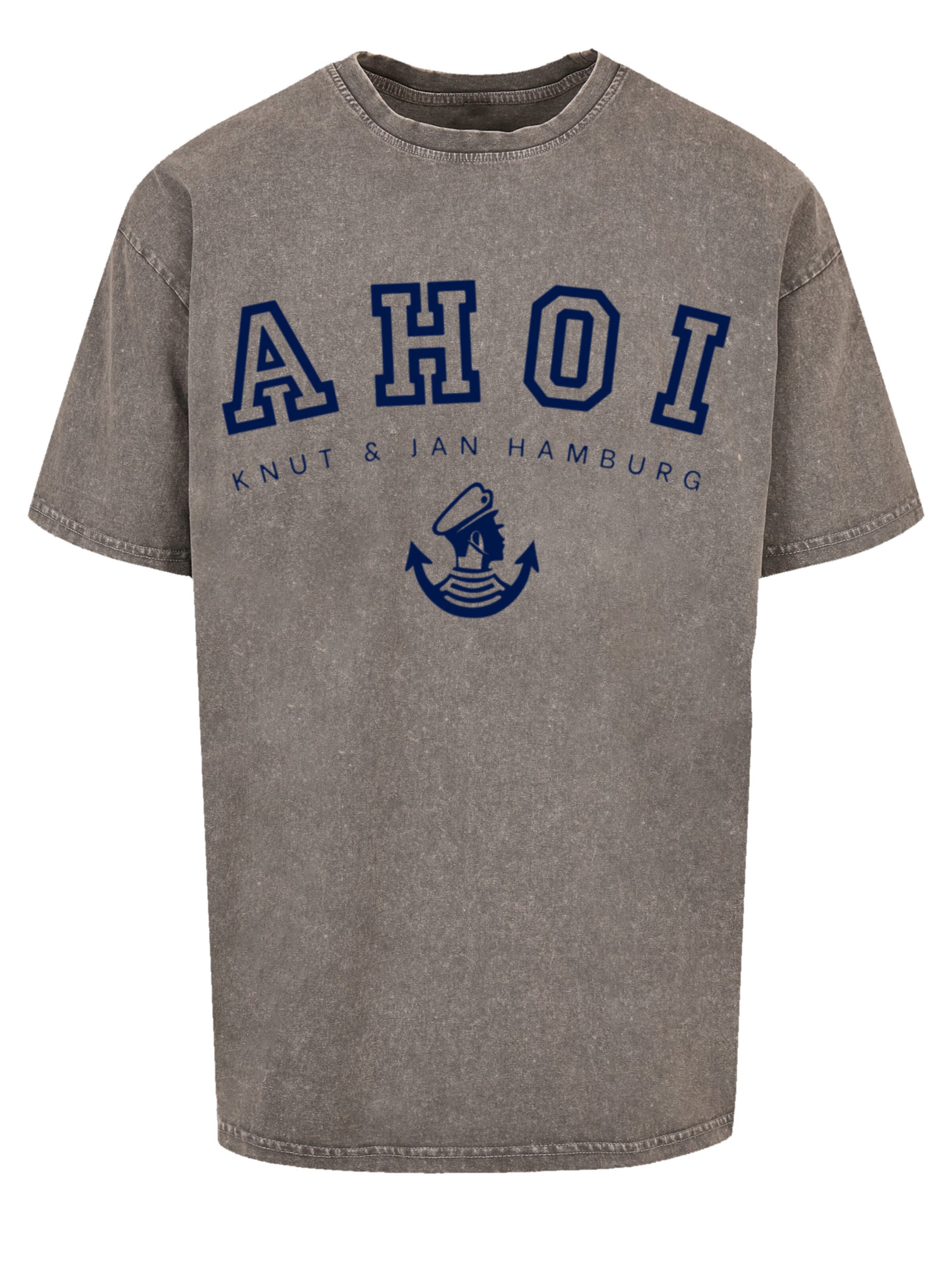 F4NT4STIC T-Shirt 'Ahoi Knut & Jan Hamburg' in Grau: Vorderseite