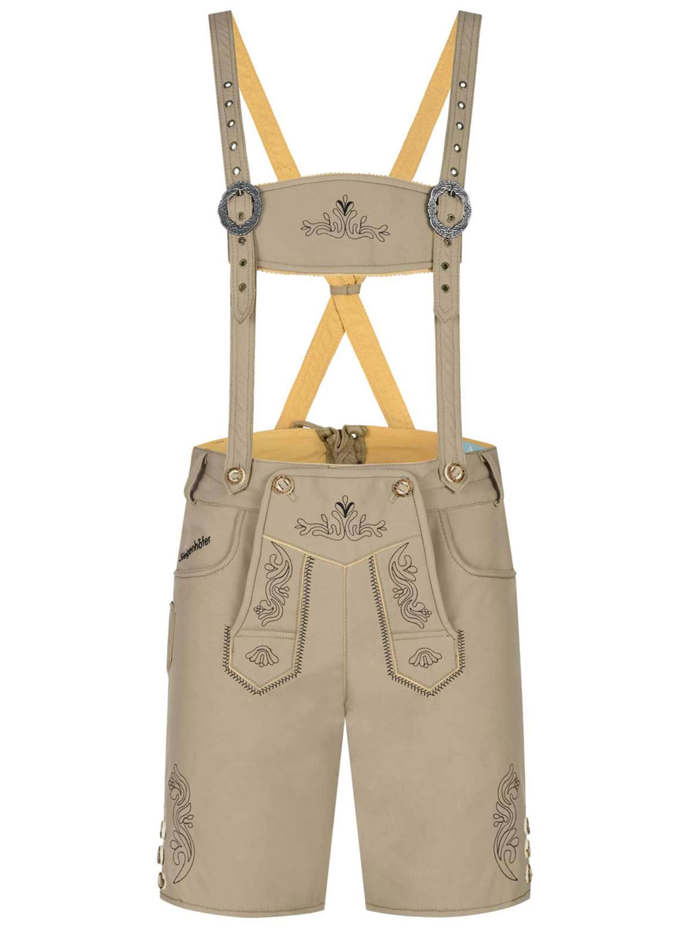 Steigenhöfer Traditional Pants 'Kurze Trachten Softshell Hose mit Träger im Lederhosen Look' in 46 in Beige, Item view