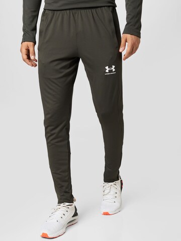 UNDER ARMOUR Slim fit Workout Pants in Green: front