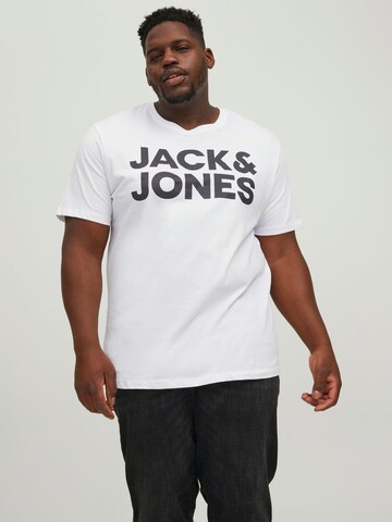 Jack & Jones Plus - Camiseta 'JJECORP' en blanco: frente