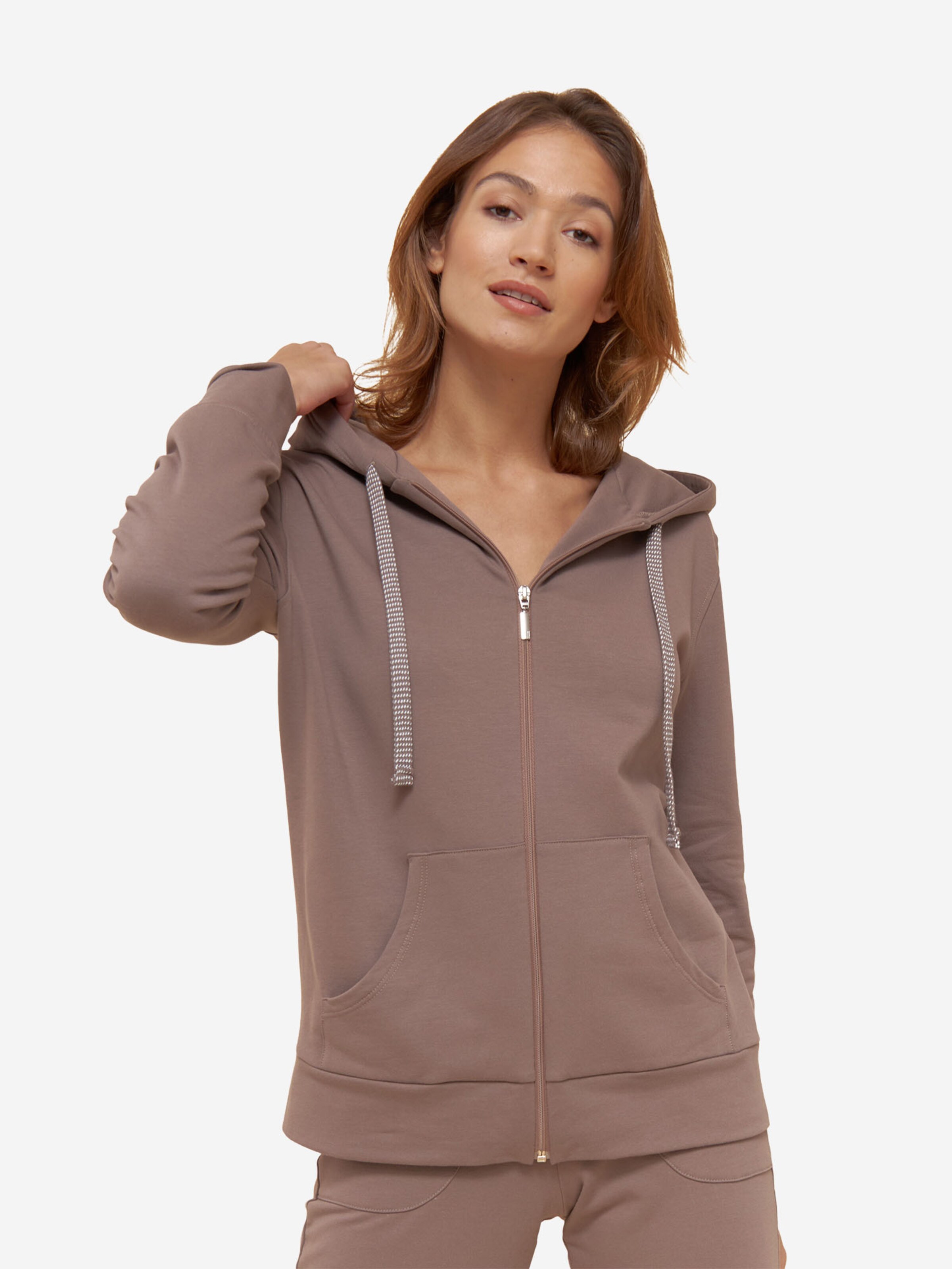 Rösch Sweatvest ' Basic Hoodie ' in Bruin