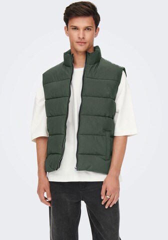 Only & Sons Vest 'ONSMelvin' in Green: front