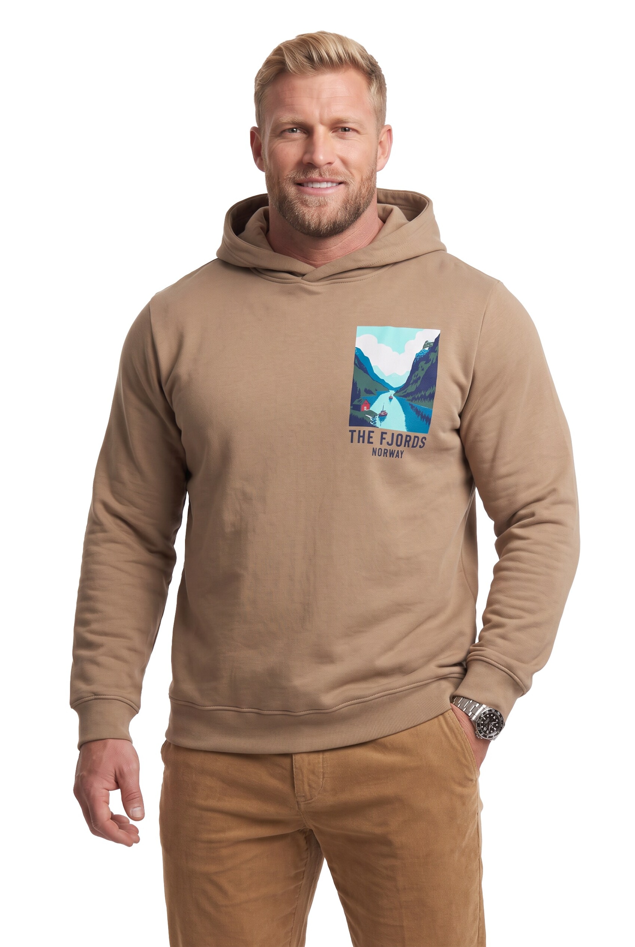 Men Plus Sweatshirt in Beige: Vorderseite
