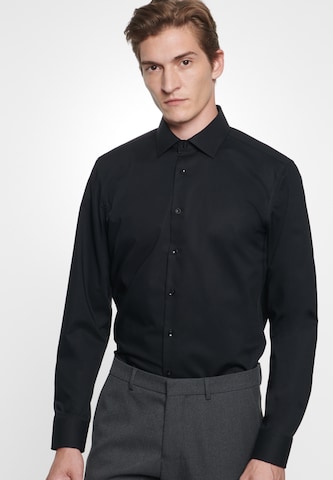 SEIDENSTICKER Rovný strih Biznis košeľa - Čierna