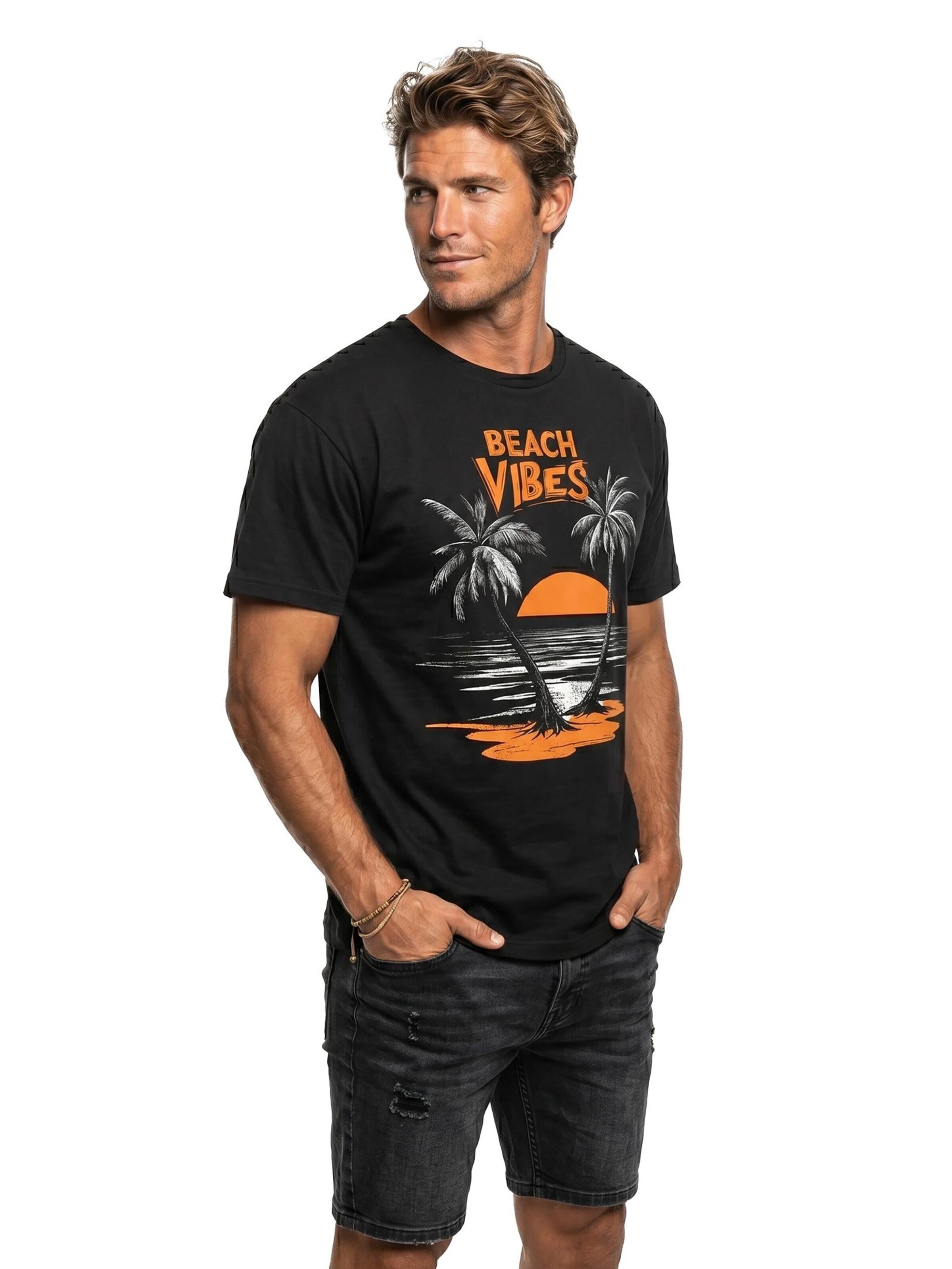 MAKAYA Shirt 'Beach Vibes' in Black