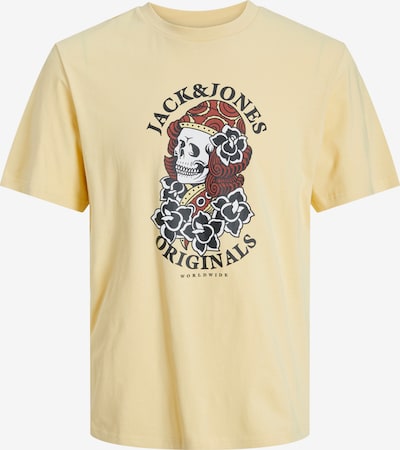 JACK & JONES T-Shirt 'HEAVENS' in pastellgelb / rubinrot / schwarz / weiß, Produktansicht