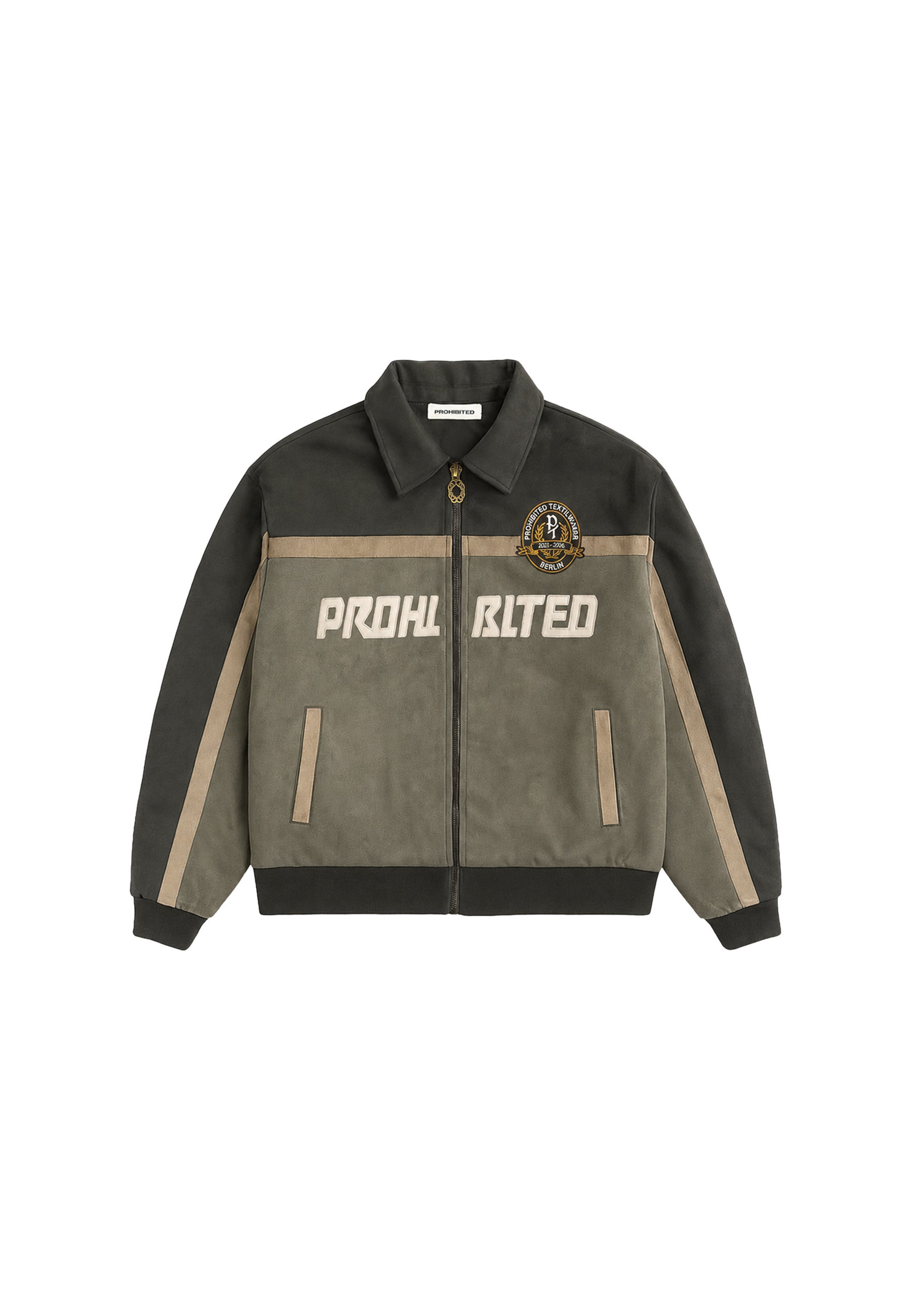 Prohibited Jacke 'Old Era' in L in beige / pastellgrün / dunkelgrün / weiß, Produktansicht