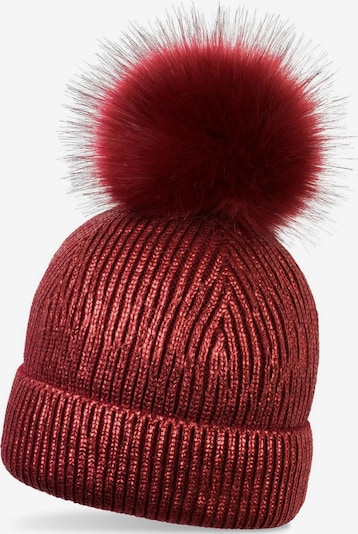 styleBREAKER Mütze 'Metallic Winter Strick Bommelmütze' in 56-61 in bordeaux, Produktansicht