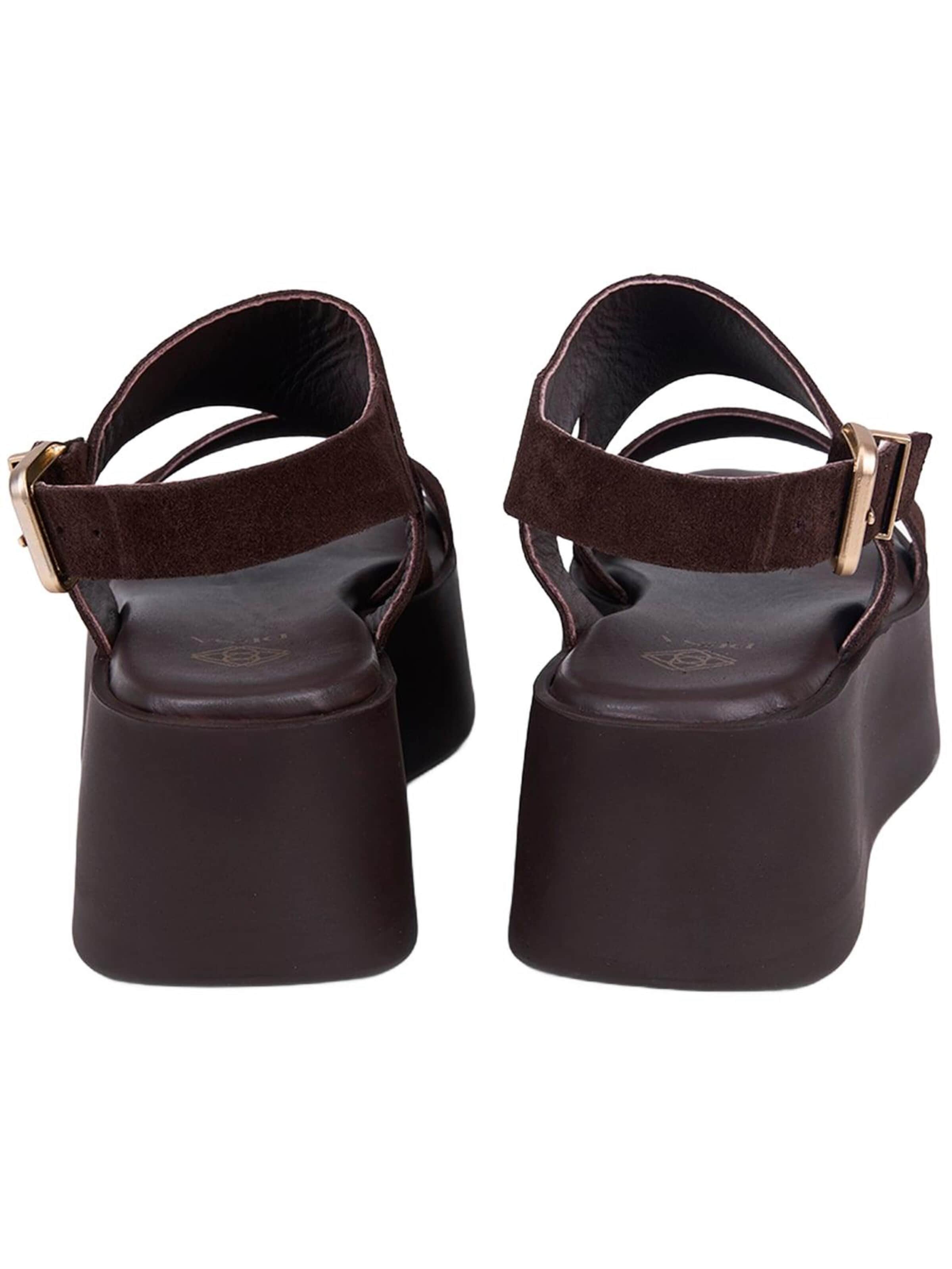 Desa T-bar sandals 'Keilsandalen' in Brown