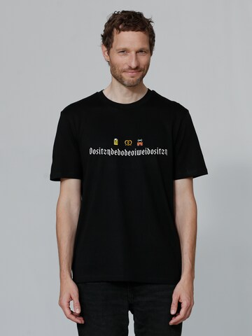 Watapparel Shirt ' Dositzndedodeoiweidositzn ' in Black: front