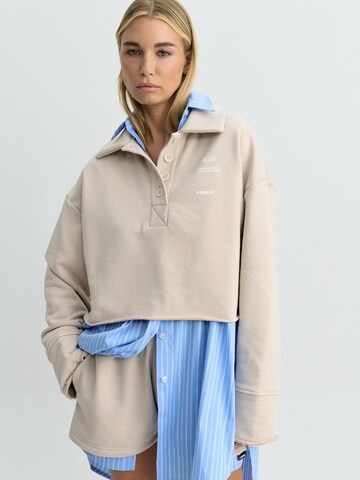 FEMSSY Sweatshirt 'COLLAR SWEATSHIRT GREY' i beige
