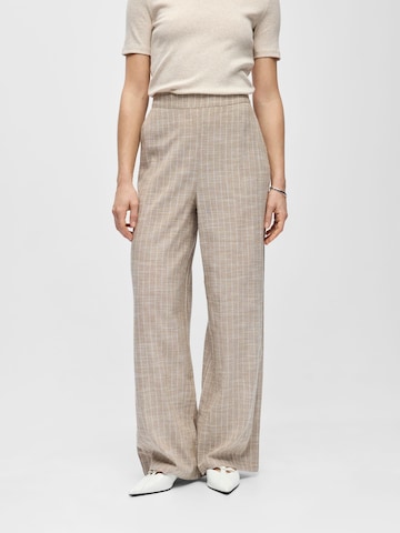 OBJECT Wide leg Broek 'OBJPAULA' in Beige: voorkant