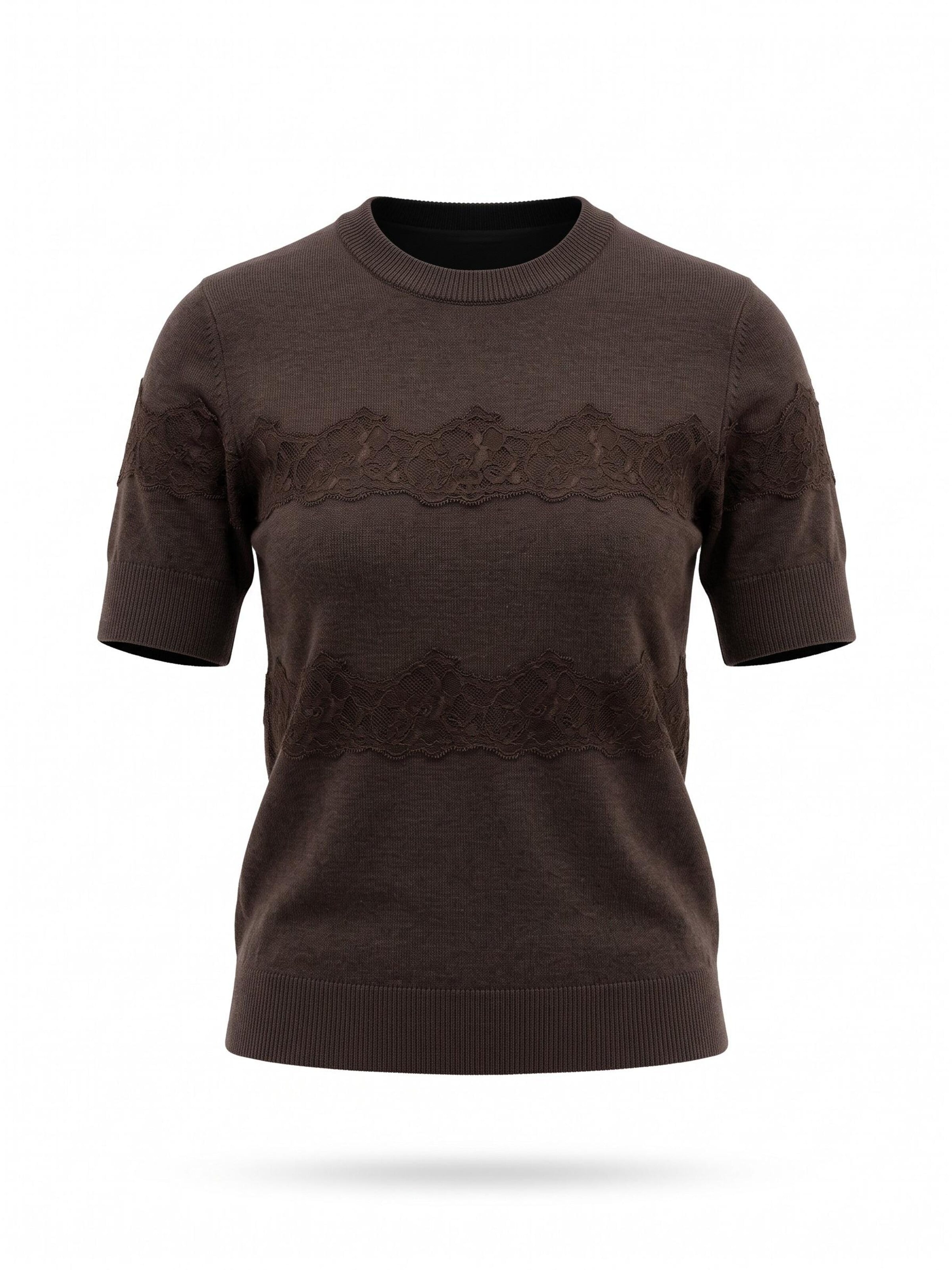 Viore Sticktop 'Short Sleeve Cashmere Knitted Top'‌‌‌‌‌‌ in Braun: Vorderseite