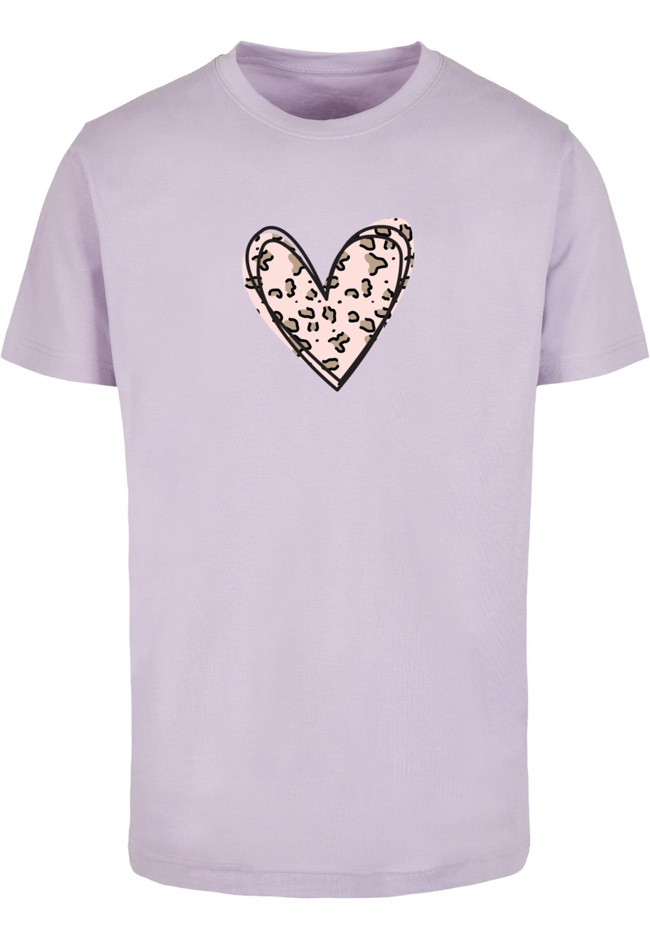 Merchcode T-Shirt 'Valentines Day - Leopard Heart' in Lila: Vorderseite