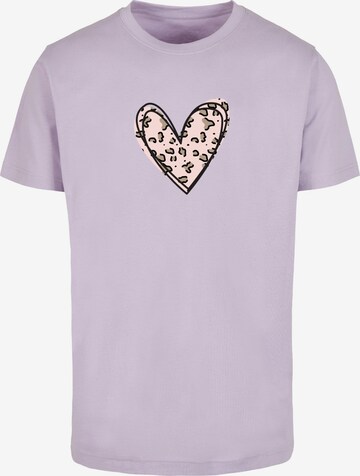 Merchcode Shirt 'Valentines Day - Leopard Heart' in Lila: voorkant