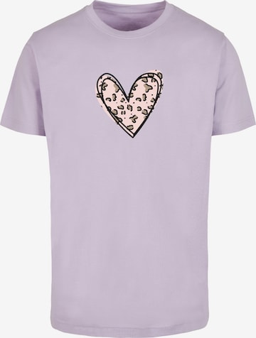 Maglietta 'Valentines Day - Leopard Heart' di Merchcode in lilla: frontale