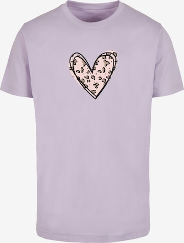 Merchcode Shirt 'Valentines Day - Leopard Heart' in Lila: voorkant