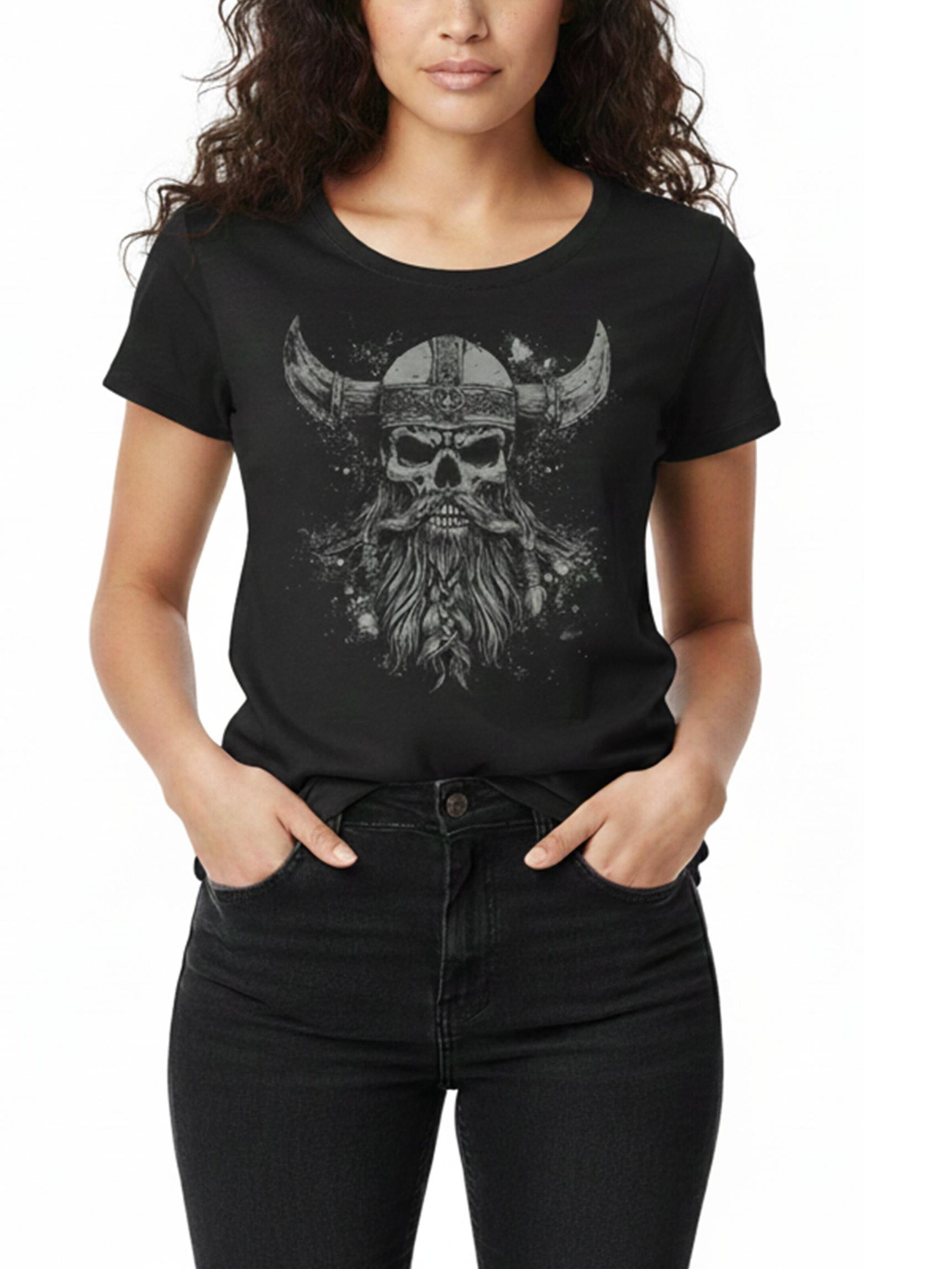 MAKAYA Shirt 'Viking Skull' in Black