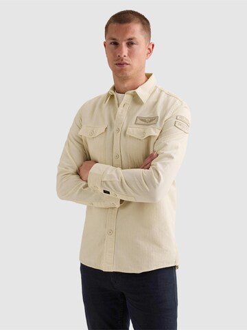 PME Legend Regular fit Overhemd 'Shirt in 100% cotton with chest pockets and badge' in Beige
