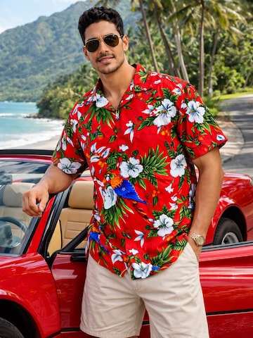 King Kameha Shirt 'Cherryparrot' in Rood