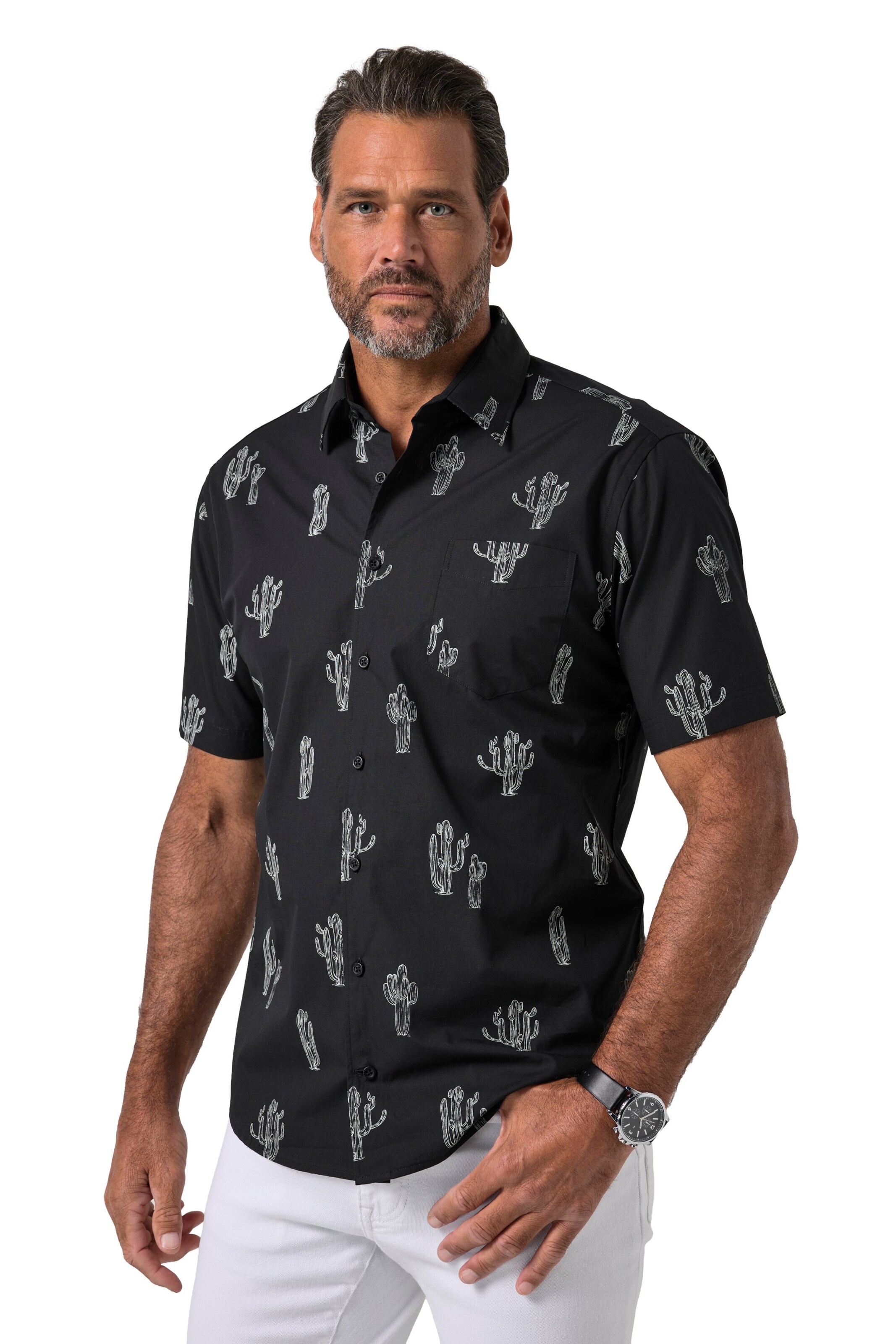 JP1880 Regular fit Button Up Shirt in Black: front
