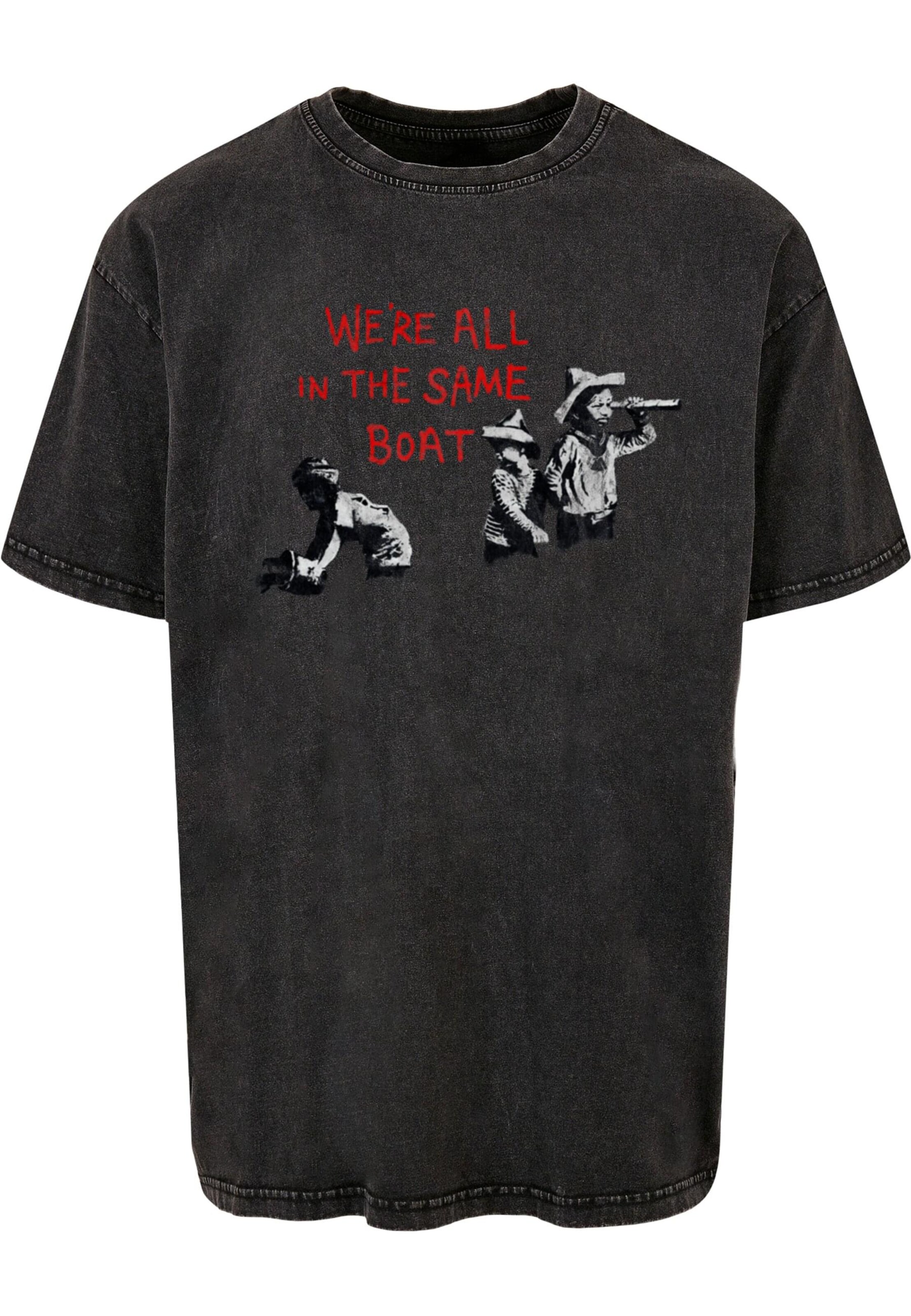 Merchcode T-Shirt 'Brandalised - In The Same Boat' in Schwarz: Vorderseite