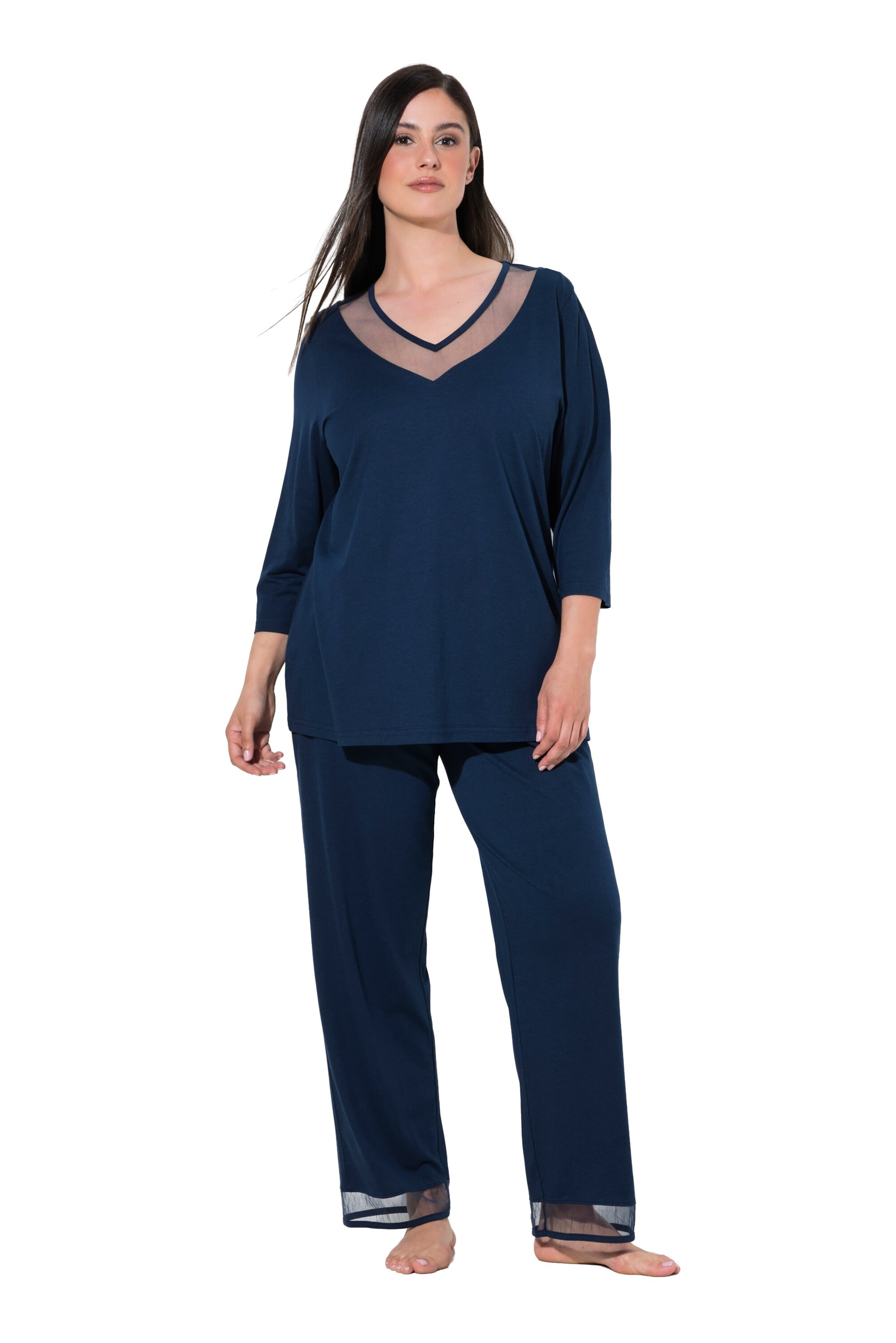 Ulla Popken Pyjama in Blauw: voorkant