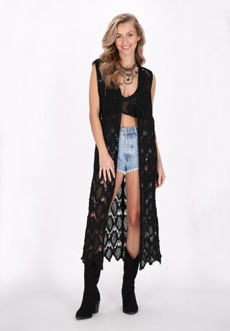 IZIA Gebreide bodywarmer 'Boho' in Zwart: voorkant
