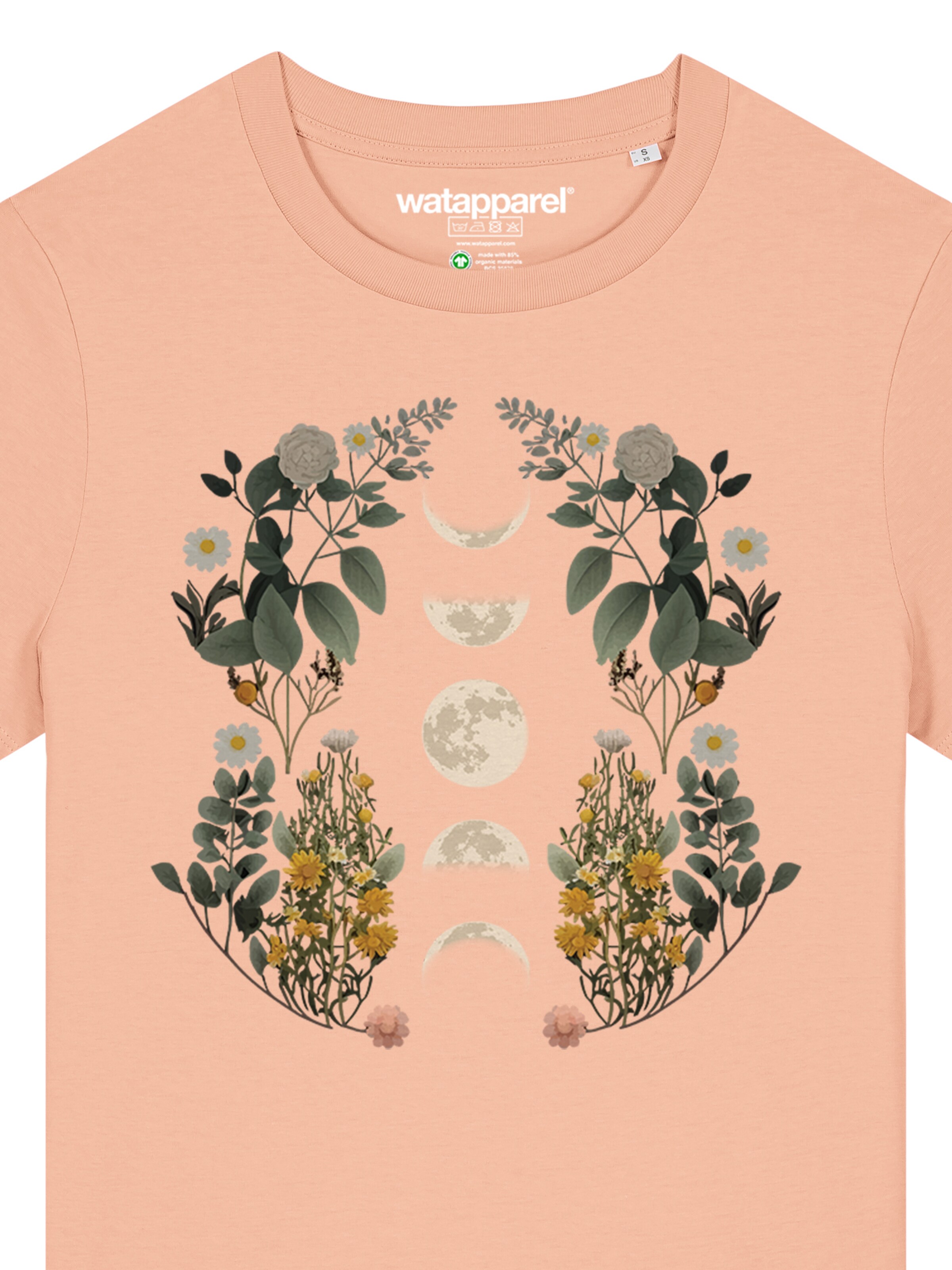 Maglietta 'Moonphases & Flower' di Watapparel in arancione