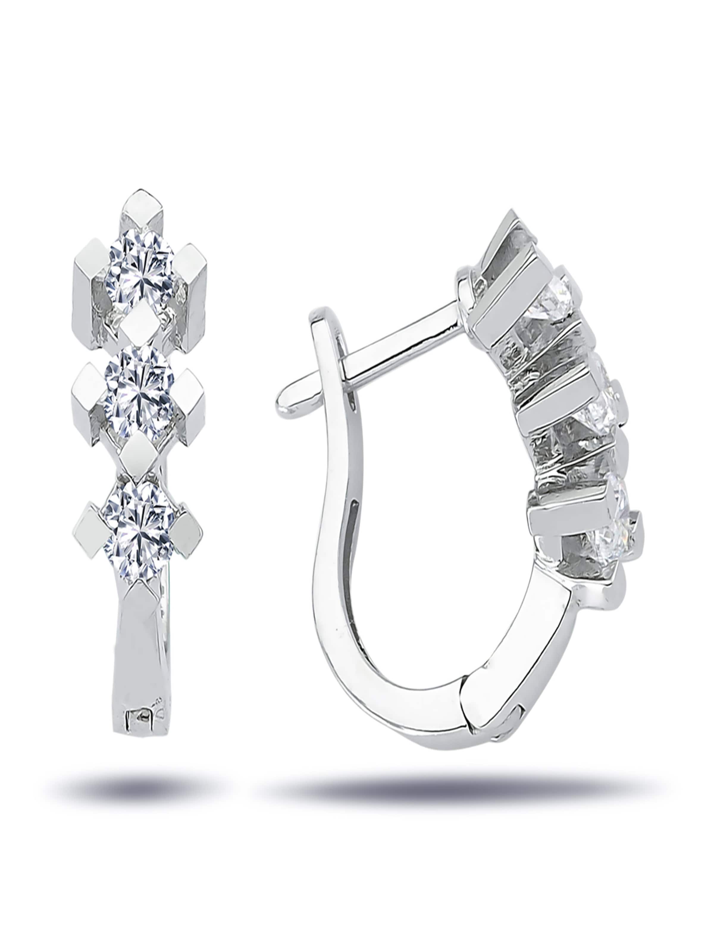 EinStein Diamant Earrings 'Tria' in Silver: front