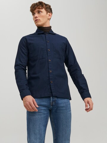 JACK & JONES Regular fit Button Up Shirt 'Pete' in Blue: front