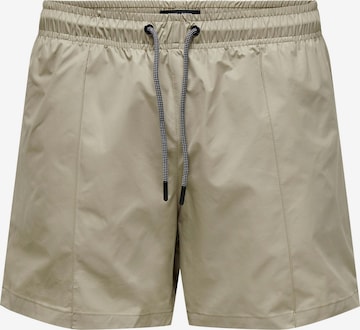 Shorts de bain 'Ted Life' Only & Sons en gris : devant