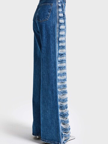 IT'S BASIC Flared Jeans 'RHINESTONE FLARE MID RISE JEANS' in Blue