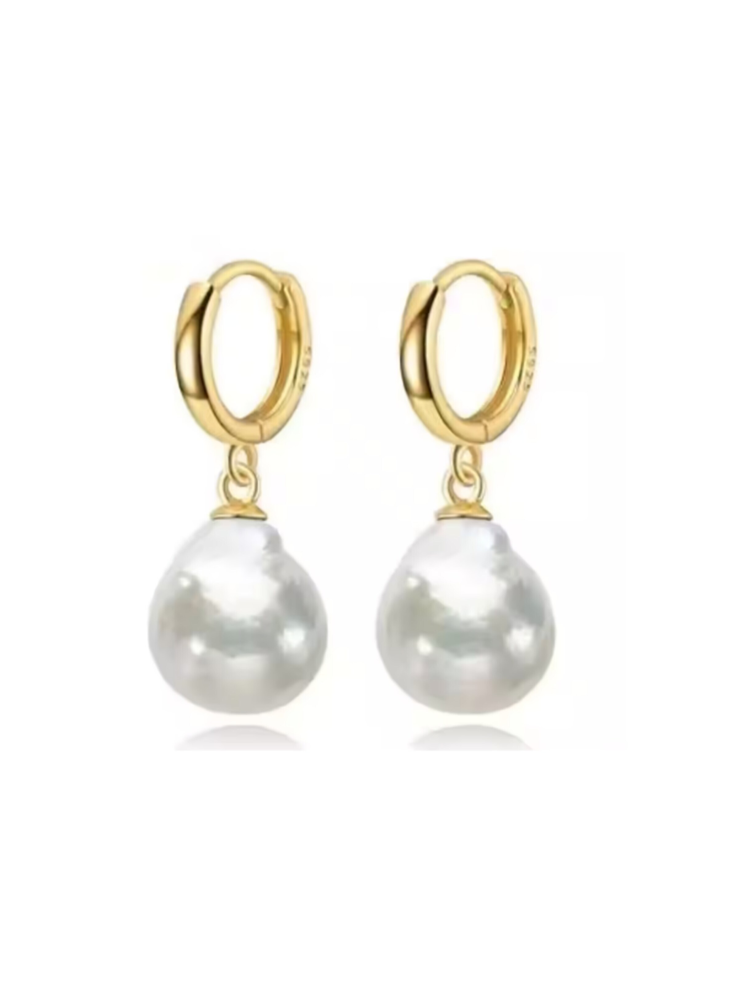 ROUGEMONT Jewellery Ohrringe 'Elegante Barockperlen Creolen 925 Sterling Silber'‌‌‌‌‌‌‌‌ in Gold: Vorderseite