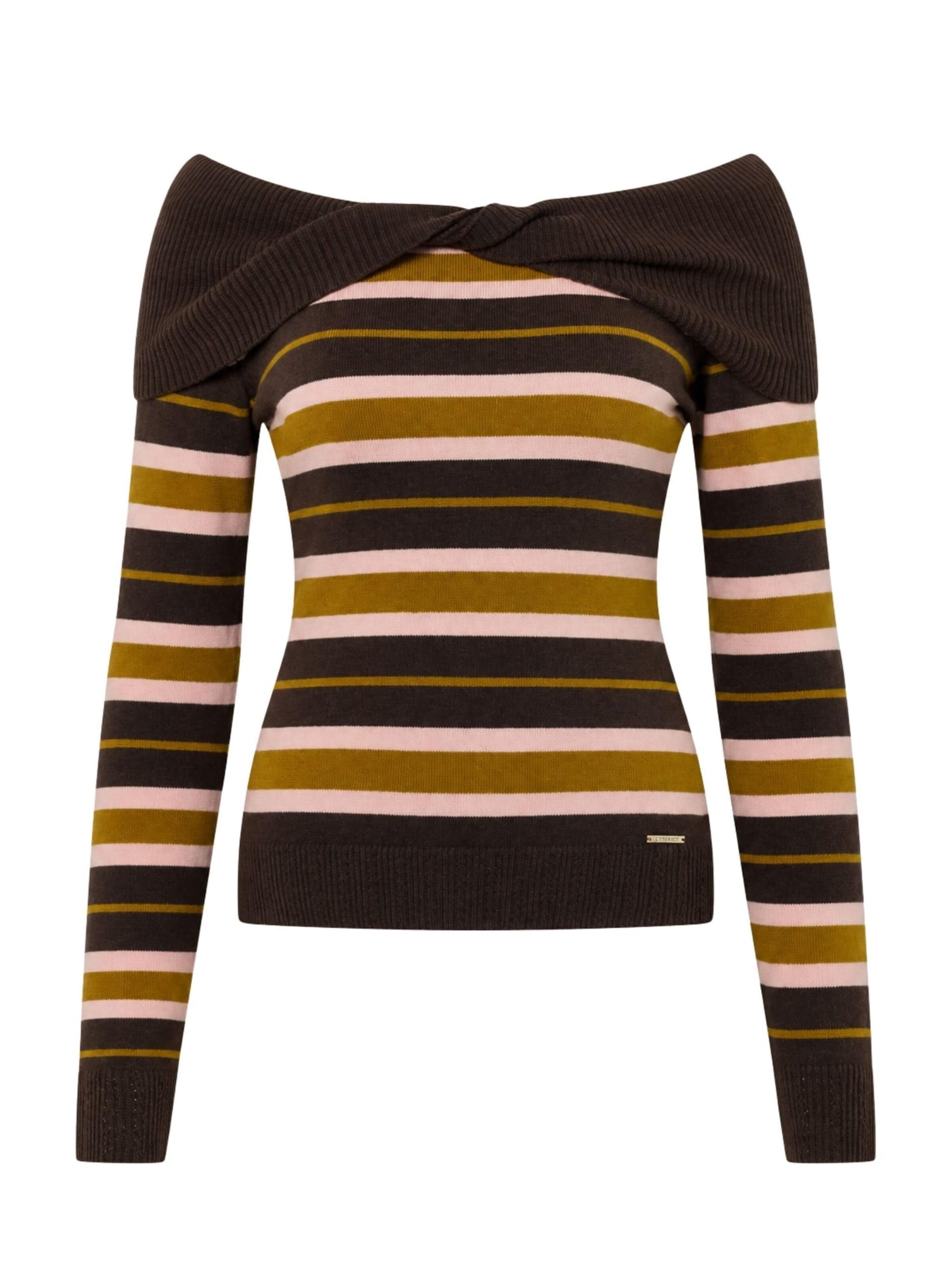 Pull-over 'Striped Bardot Neckline Sweater' Twinset en multicouleur : devant