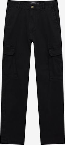 Pull&Bear Regular Карго панталон в черно: отпред