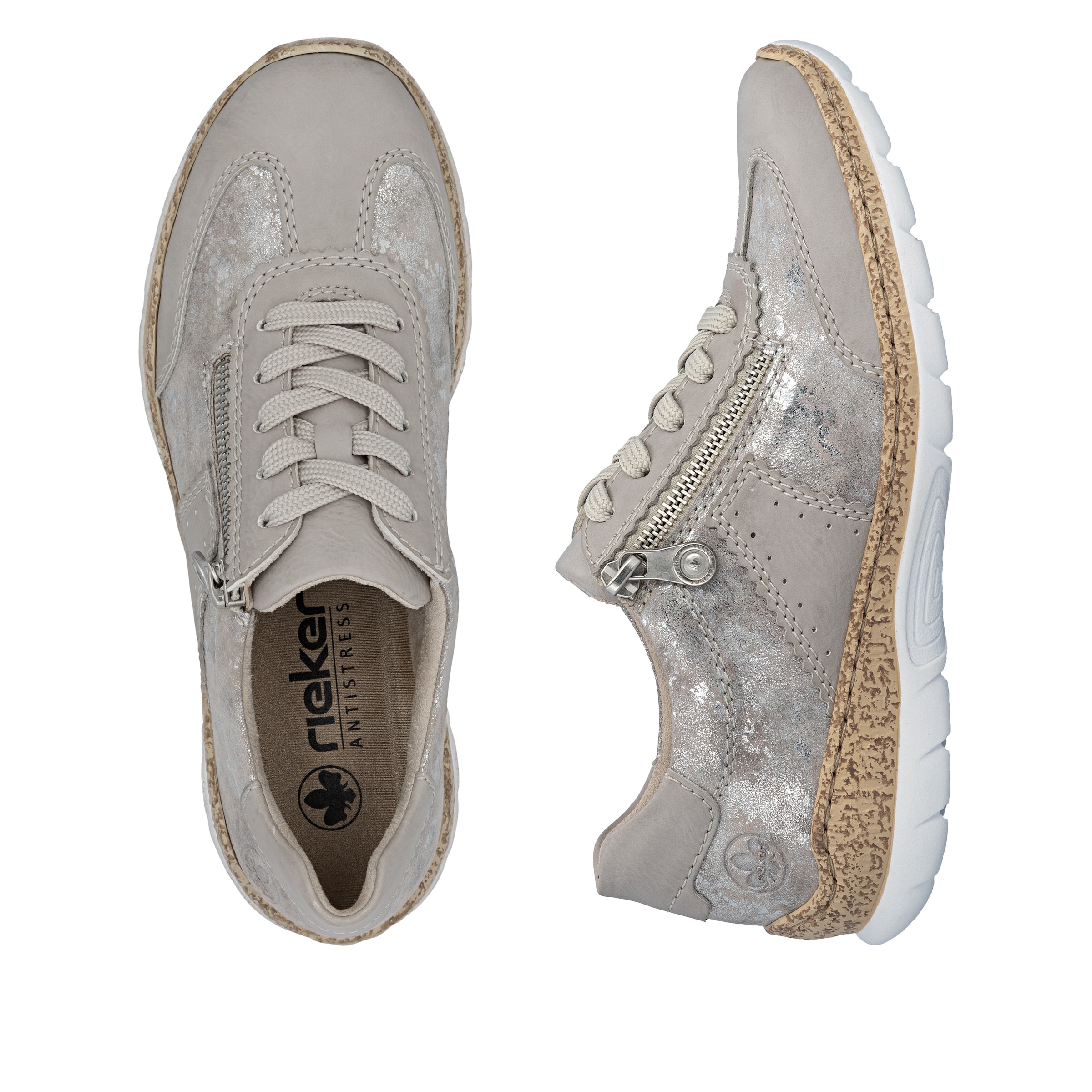 Chaussure à lacets Rieker en beige